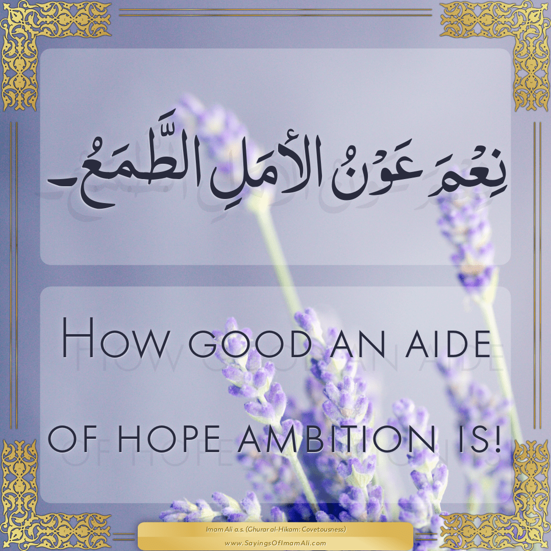 How good an aide of hope ambition is!